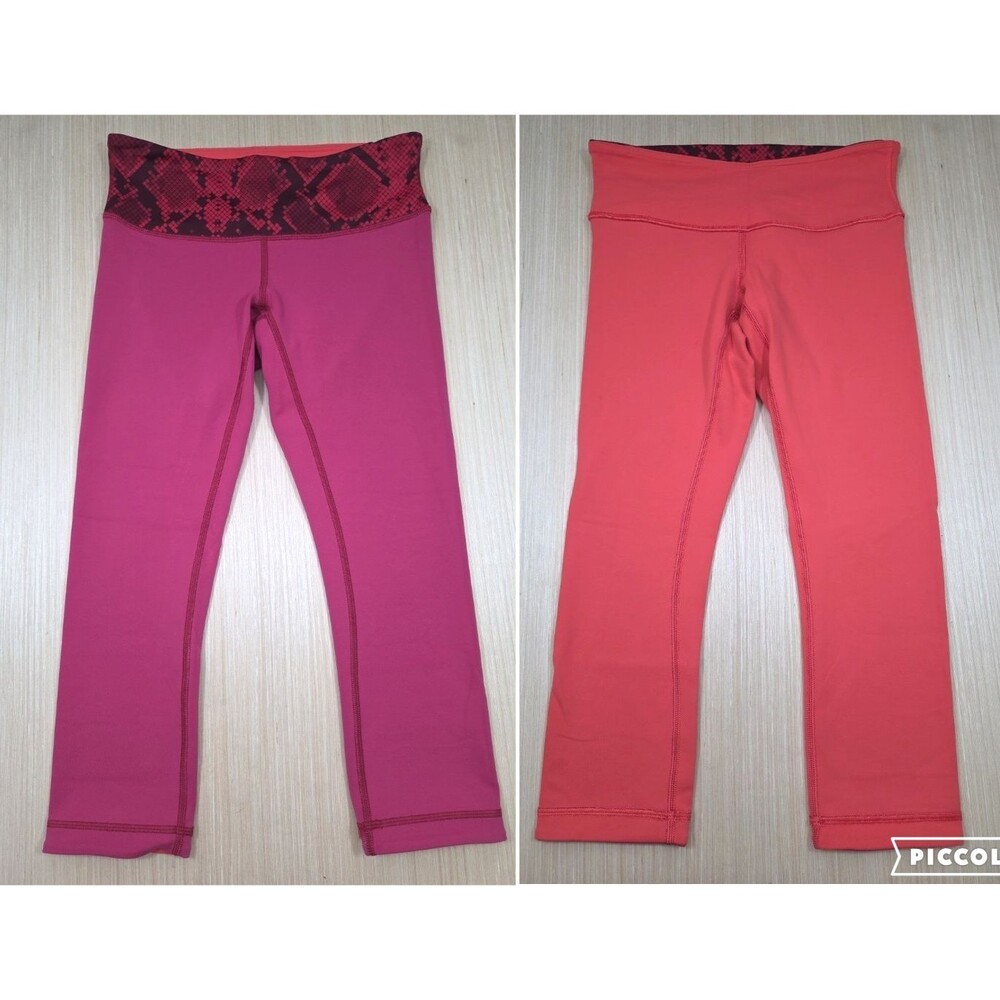 Lululemon Women's 6 Active Reversible Leggings Snake Skin Cranberry Print Capri